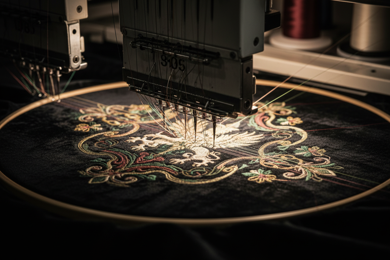 Broderie industrielle Barudan en atelier à Monastir